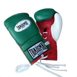 Gants de boxe thai Thaismai BG121 gants à lacets Vert Rouge Blanc