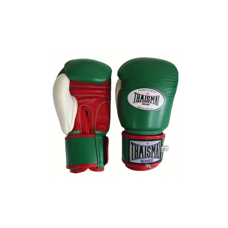 Gants de boxe thai Thaismai BG124 Vert Rouge Blanc