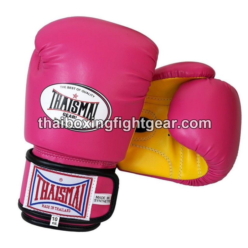 Gants de boxe thai Enfant Thaismai BG124 Synthétique Rose Jaune