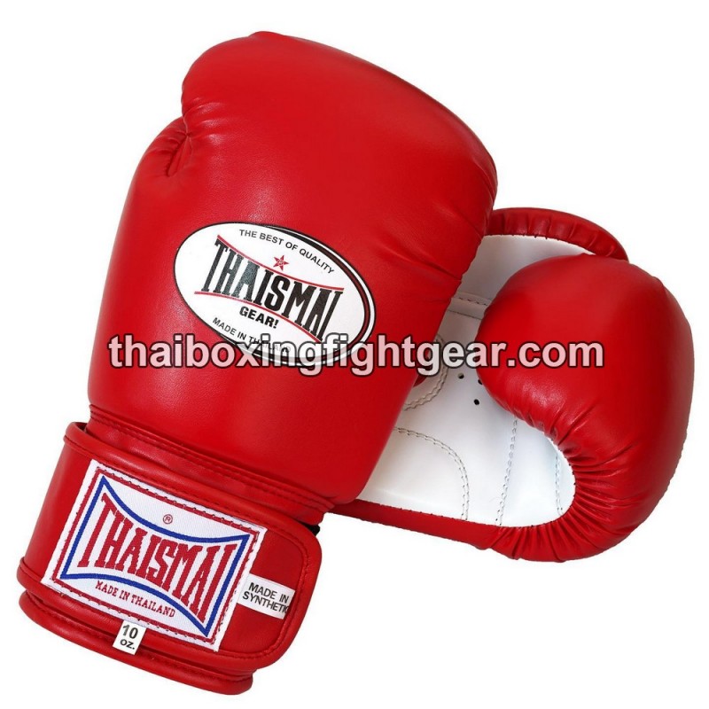 Gants de boxe thai Enfant Thaismai BG124 Synthétique Rouge Blanc