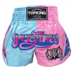 Short de Boxe Thai MuayThai Top King TKTBS-250 Bleu clair Rose