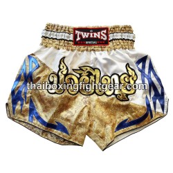 Short de Boxe Muay Thai Twins - blanc/or | Shorts