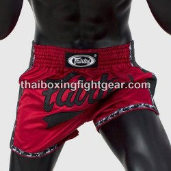 Short de muay thai Fairtex slim cut BS1703 rouge-noir