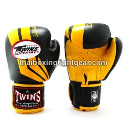 Gants de Boxe thai Twins Fancy Jaune Noir FBGVL3-43 | Gants