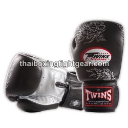 Gants de boxe Twins FBGVL3-6 édition limité "Dragon" Noir et Argent | Gants Boxe Thai