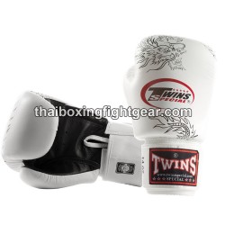 Gants de boxe Thai Twins FBGVL3-6 édition limité "dragon" Blanc et Noir | Gants