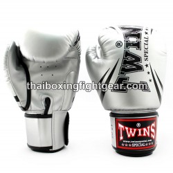 Twins FBGVS3-TW6 Boxing Gloves "Beginner Edition" Silver PU Synthetic Leather