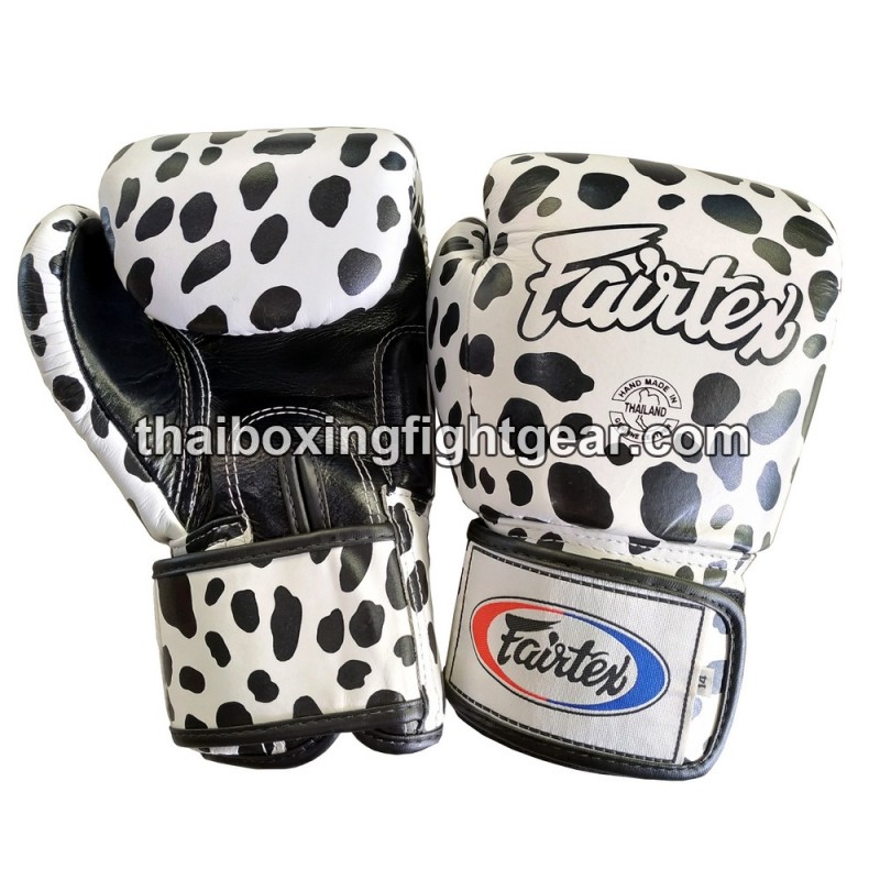 Gants de boxe thai Fairtex BVG1 Dalmatien Blanc | Gants