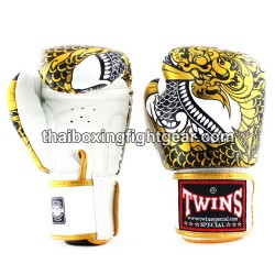 Gants de boxe thai Twins FBGVL3-52 "Nagas" blanc et or | Gants