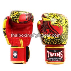 Gants de boxe thai Twins FBGVL3-52 "Nagas" rouge et or | Gants