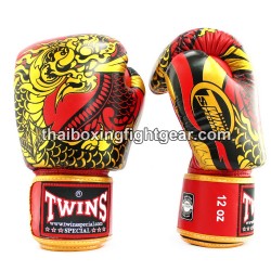 Gants de boxe thai Twins FBGVL3-52 "Nagas" rouge et or | Gants