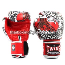 Gants de boxe thai Twins FBGVL3-52 "Nagas" rouge et argent | Gants