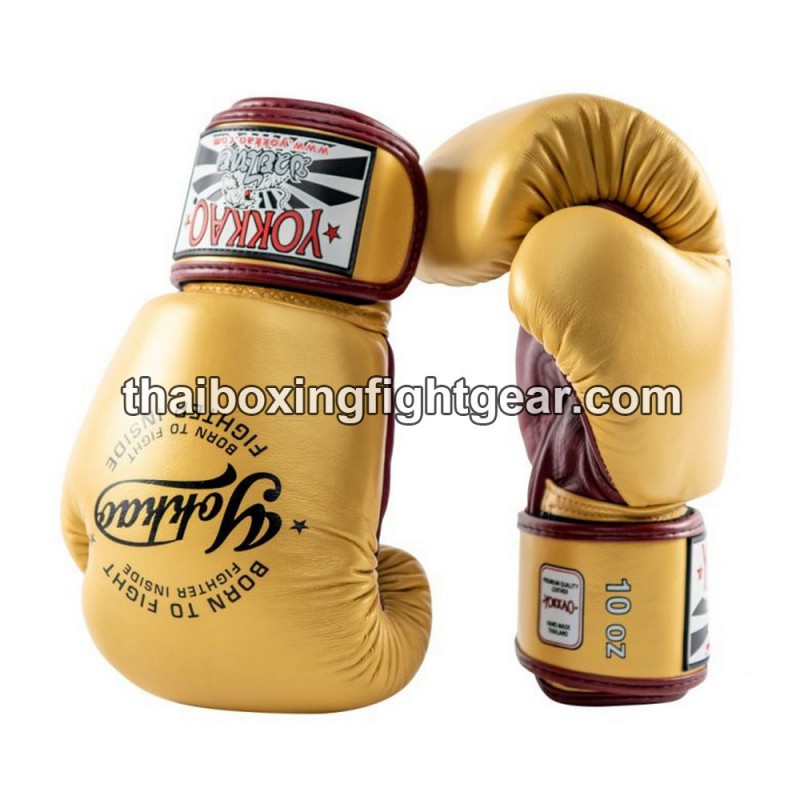 GANTS DE BOXE MUAY THAI YOKKAO VINTAGE OR, tarifs abordables en direct de Thailande