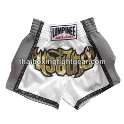 Short de boxe Thai Lumpinee gris / blanc | Shorts Boxe Thai