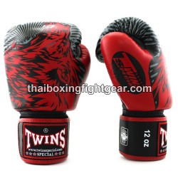Gants de boxe thai Twins FBGVL3-50 "Wolf" Noir et Rouge | Gants