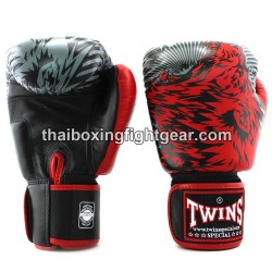 Gants de boxe thai Twins FBGVL3-50 "Wolf" Noir et Rouge | Gants