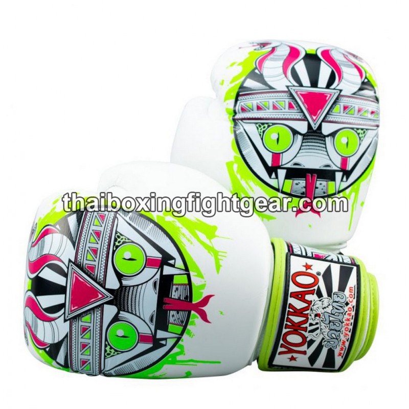 Gants de Boxe Muay Thai Yokkao "APEX SNAKE" BLANC, tarifs abordables en direct de Thailande