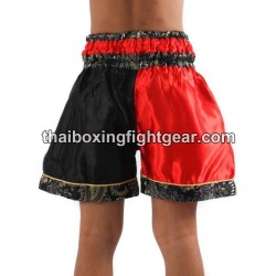 Short de Boxe Thai Enfant Rouge Noir Thaiboxing | Kids