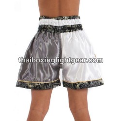 Short de Boxe Thai Enfant Gris Blanc Thaiboxing | Kids