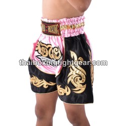 Short de Boxe Thai Enfant Rose Noir Thaiboxing | Kids