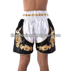 Short de Boxe Thai Enfant Blanc Noir Thaiboxing | Kids