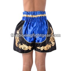 Short de Boxe Thai Enfant Bleu Noir Thaiboxing | Kids