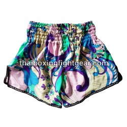 Short de Boxe Thai Raja Boxing Flower Blue | Shorts Boxe Thai