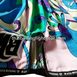 Short de Boxe Thai Raja Boxing Flower Blue | Shorts Boxe Thai