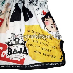 Short de Boxe Thai Raja Boxing Blanc | Shorts Boxe Thai