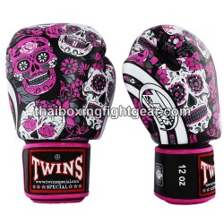 Gants de boxe thai Twins FBGVL3-53 "Skull Pink" | Gants