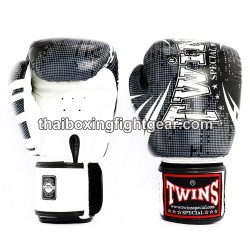 Gants de boxe thai Twins FBGVL3-TW5 "White Black" | Gants