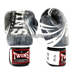 Gants de boxe thai Twins FBGVL3-TW5 "White Black" | Gants