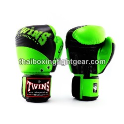 Gants de boxe thai Twins BGVL10 "Black Green" | Gants