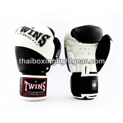 Gants de boxe thai Twins BGVL10 "White Black" | Gants