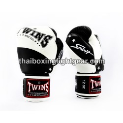 Gants de boxe thai Twins BGVL10 "White Black" | Gants