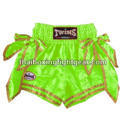 Twins Muay Thai Boxing Shorts Bow-knot Neon Green | Ladies