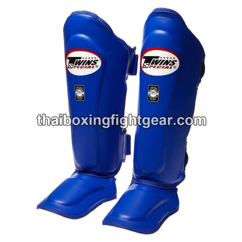 Protège-tibias double protections Twins  SLG-10 CUIR "Blue" | Protections