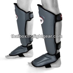 Protège-tibias double protections Twins  SLG-10 CUIR "Grey" | Protections