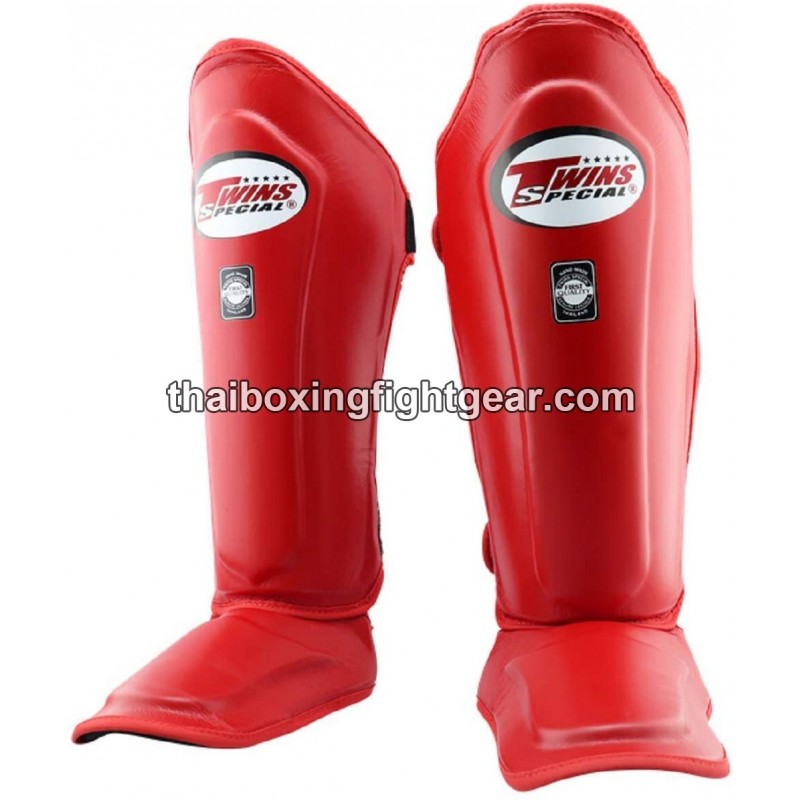 Protège-tibias double protections Twins  SLG-10 CUIR "Red" | Protections