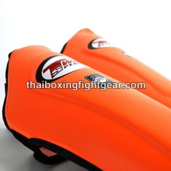 Protège-tibias double protections Twins  SLG-10 CUIR "Orange" | Protections