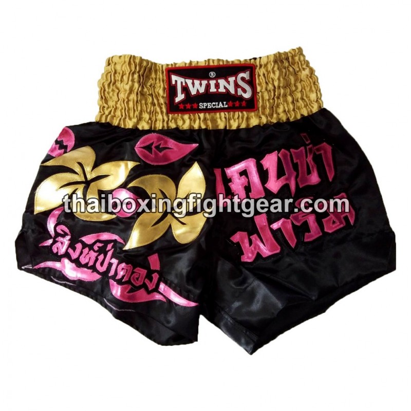 SHORT DE BOXE THAI TWINS "Gold Flower" | Shorts