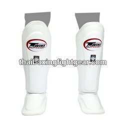 Protège-tibias double protections Twins SLG-10 CUIR "WHITE" | Protections