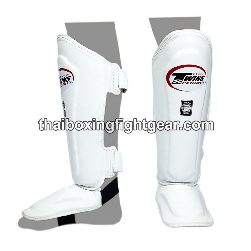Protège-tibias double protections Twins SLG-10 CUIR "WHITE" | Protections
