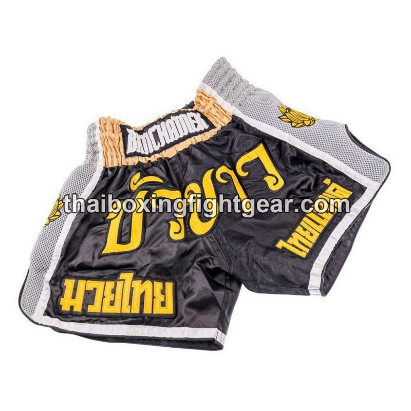 Short de boxe thai Buakaw Banchamek "BFG6-2 BLACK GOLD SILVER" | Shorts