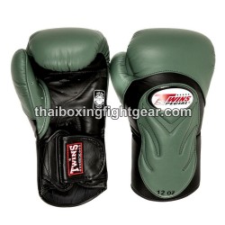 Gants de boxe thai Twins BGVL6 Olive noire | Gants