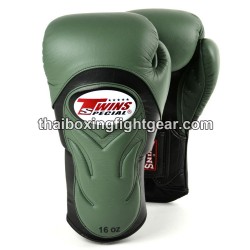 Gants de boxe thai Twins BGVL6 Olive noire | Gants