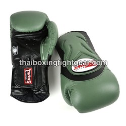 Gants de boxe thai Twins BGVL6 Olive noire | Gants