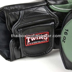 Gants de boxe thai Twins BGVL6 Olive noire | Gants
