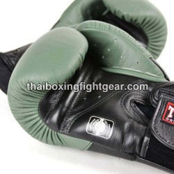 Gants de boxe thai Twins BGVL6 Olive noire | Gants