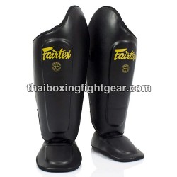 Fairtex SP8 Protèges Tibias de Muay Thai Cuir Noir | Protège-tibias